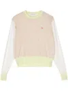 Maison Kitsuné Wool Round-neck Long-sleeve Sweater In Yellow