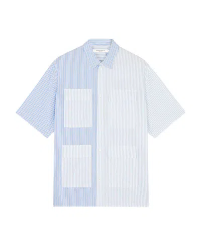 Maison Kitsuné Colour-block Striped Shirt In White