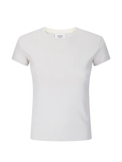 Maison Kitsuné Contrasted-rib T-shirt In Gray