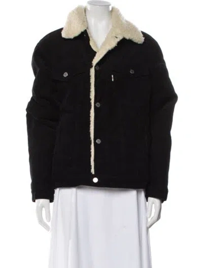 Pre-owned Maison Kitsuné Corduroy Coat In Black