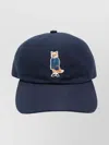 Maison Kitsuné Navy Blue Signature Embroidery Baseball Hat In Blue