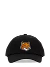 Maison Kitsuné Black Baseball Cap With Fox Head Patch In Black