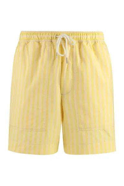 Maison Kitsuné Cotton Bermuda Shorts In Yellow