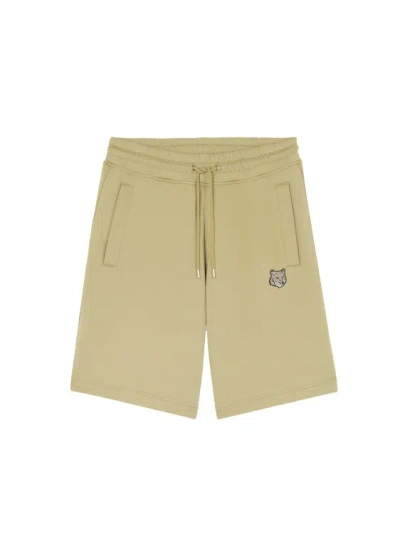 Maison Kitsuné Cotton Bermuda Shorts With Iconic Patch In Neutrals