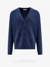 Maison Kitsuné Cotton Blend Cardigan With Iconic Frontal Patch In Blue