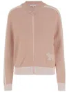 Maison Kitsuné Cotton Blend Jacket With Crew Neck In Pink