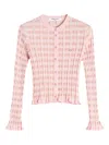 Maison Kitsuné Pink Checked Ribbed Cardigan
