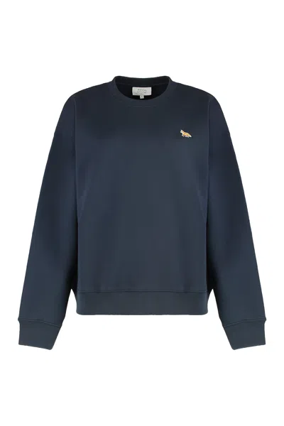 Maison Kitsuné Cotton Crew-neck Sweatshirt In Blue