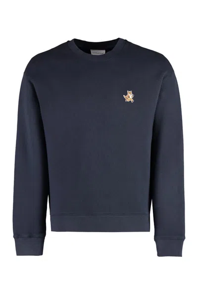 Maison Kitsuné Cotton Crew-neck Sweatshirt In Blue