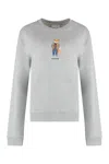 Maison Kitsuné Cotton Sweatshirt With Dressed Fox Print In Grey