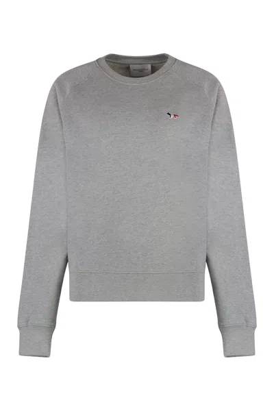 Maison Kitsuné Cotton Crew-neck Sweatshirt In Grey