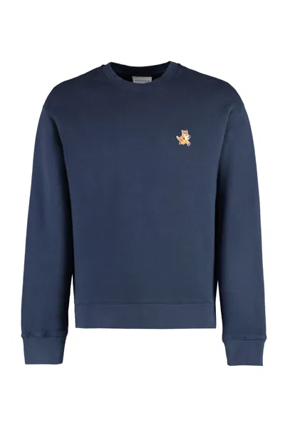 Maison Kitsuné Cotton Crew-neck Sweatshirt In Nero