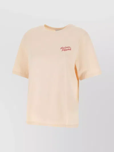 Maison Kitsuné Cotton Crew Neck T-shirt In Pink