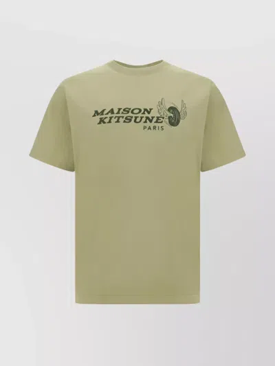 Maison Kitsuné Cotton Graphic Print T-shirt In Green