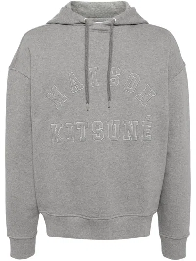 Maison Kitsuné Cotton Hoodie With Drawstring For Men In Gray