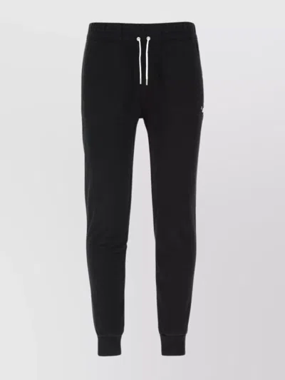 Maison Kitsuné Cotton Joggers With Back Pocket And Elastic Waistband In Bk