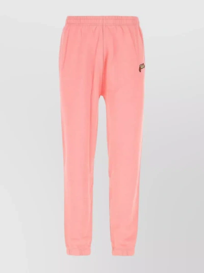 Maison Kitsuné Cotton Joggers With Elastic Waistband And Ribbed Cuffs In Pink