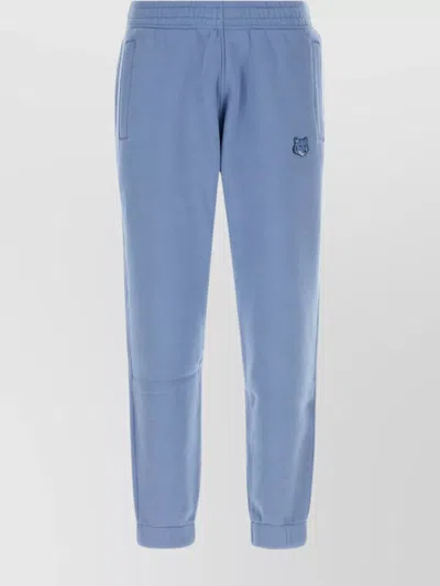 Maison Kitsuné Cotton Joggers With Elastic Waistband And Side Pockets In Blue