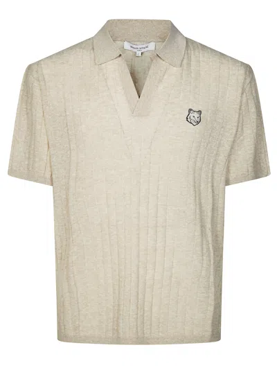 Maison Kitsuné Maison Kitsune Cotton Mini Polo Shirt For Men In Neutral