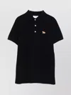 Maison Kitsuné Cotton Polo Shirt Featuring Fox Embroidery In Black