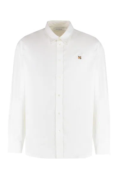 Maison Kitsuné Logo Embroidered Buttoned Shirt In White