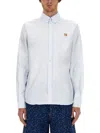 Maison Kitsuné Tailored Long-sleeve Cotton Shirt In Blue