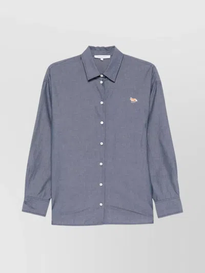 Maison Kitsuné Cotton Shirt With Buttoned-cuff Sleeves And Side Slits