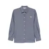 Maison Kitsuné Cotton Shirt With Buttoned-cuff Sleeves And Side Slits In Blue