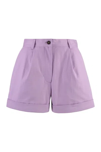 Maison Kitsuné Cotton Shorts In Purple