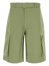 Maison Kitsuné Bermuda Shorts With Belt Loops And Pockets In Green