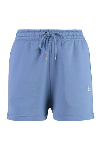 Maison Kitsuné Cotton Shorts In Light Blue