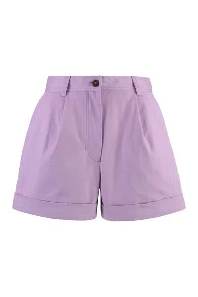 Maison Kitsuné Cotton Shorts In Lilac