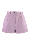 Maison Kitsuné Cotton Shorts With Belt Loops And Pockets In Purple