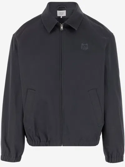 MAISON KITSUNÉ COTTON STRETCH JACKET WITH EMBROIDERY