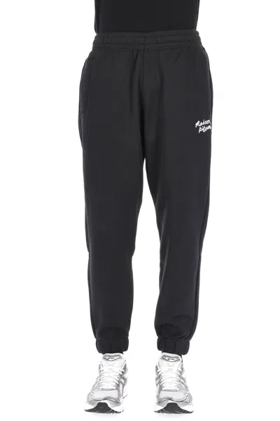 Maison Kitsuné Cotton Sweatpants With Logo In Black