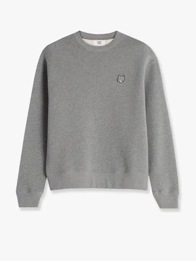 Maison Kitsuné Cotton Sweatshirt With Bold Fox Head Patch In Gray