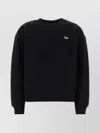 Maison Kitsuné Cotton Sweatshirt With Crew Neck And Ribbed Hem In Black