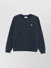 Maison Kitsuné Cotton Sweatshirt With Embroidered Fox Detail In Blue