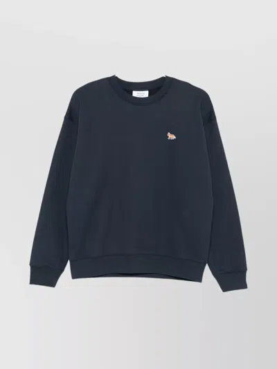 MAISON KITSUNÉ COTTON SWEATSHIRT WITH EMBROIDERED FOX DETAIL