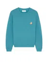 Maison Kitsuné Cotton Sweatshirt With Iconic Embroidered Logo On The Front In Blue