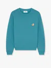 Maison Kitsuné Cotton Sweatshirt With Iconic Embroidered Logo On The Front In Blue