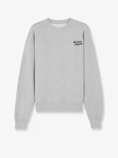 Maison Kitsuné Cotton Sweatshirt With Lettering Logo In Gray