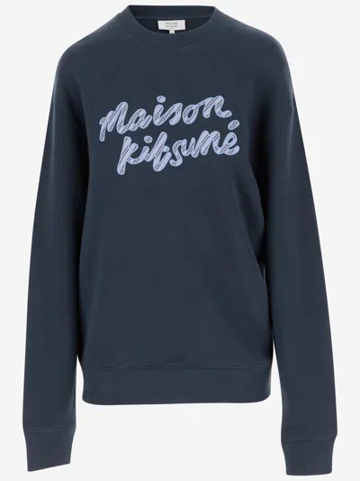 Maison Kitsuné Cotton Sweatshirt With Logo In Black