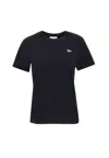 Maison Kitsuné Black Crewneck T-shirt With Baby Fox Logo Patch On The Front In Cotton Woman In Black