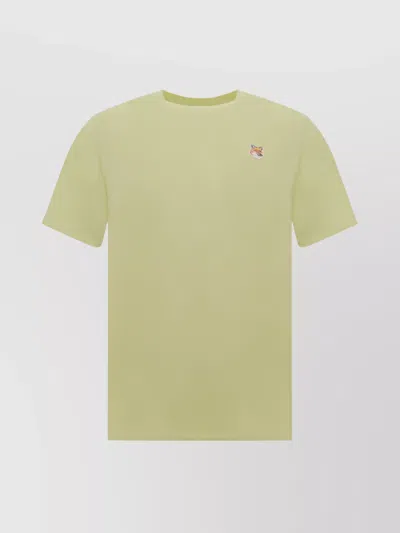 Maison Kitsuné Cotton T-shirt Embroidered Detail In Yellow