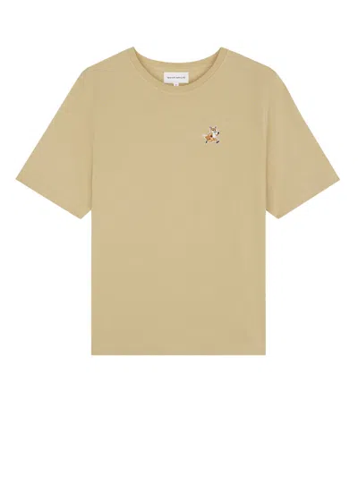 Maison Kitsuné Cotton T-shirt With Frontal Fox Patch In Green