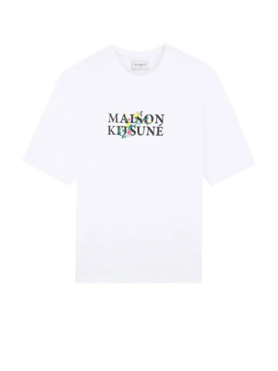 Maison Kitsuné Cotton T-shirt With Frontal Logo In White