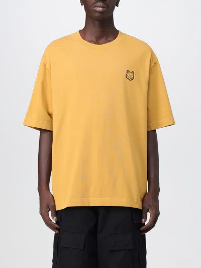 Maison Kitsuné Cotton T-shirt With Patch In Yellow