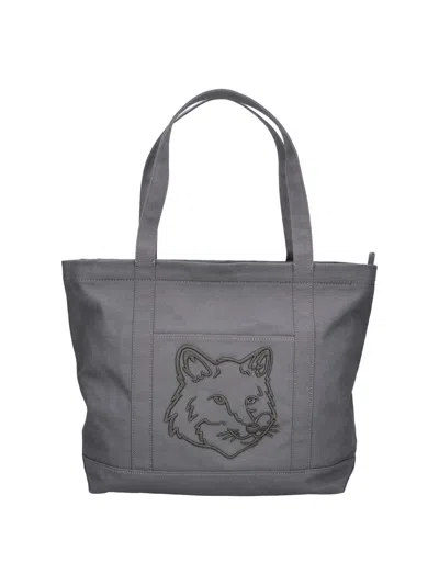 Maison Kitsuné Maison Kitsune Cotton Tote Bag For Men In Gray