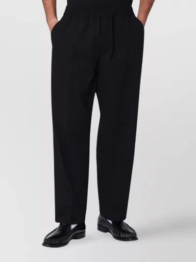 Maison Kitsuné Cotton Trousers With Straight Leg And Pleats In Black